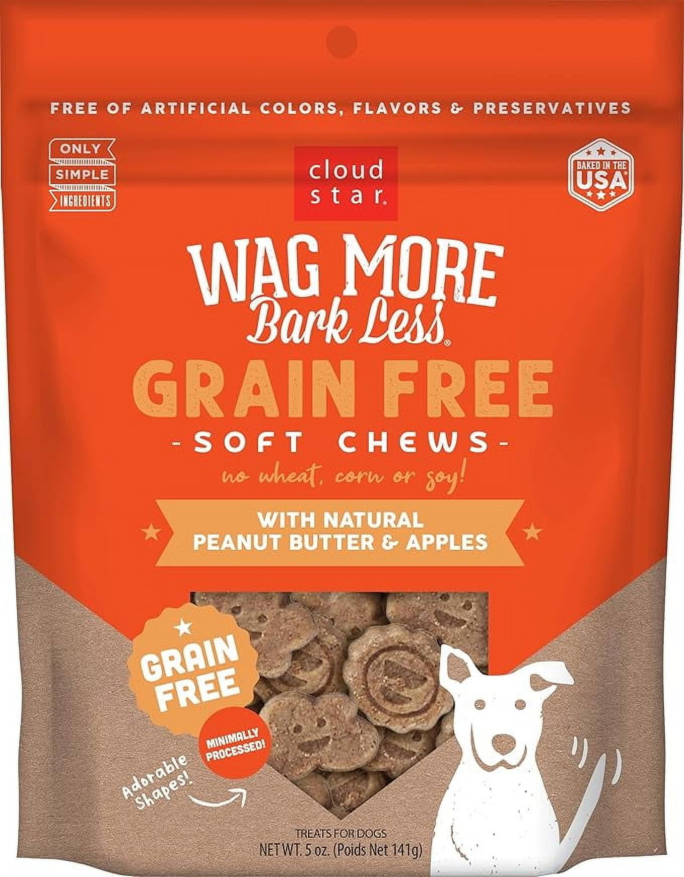 Cloud Star Wag More Bark Less Soft Chews Grain Free Peanut Butter & Apples Dog Treats Cloud Star Wag More Bark Less Soft Chews Grain Free Peanut Butter & Apples Dog Treats