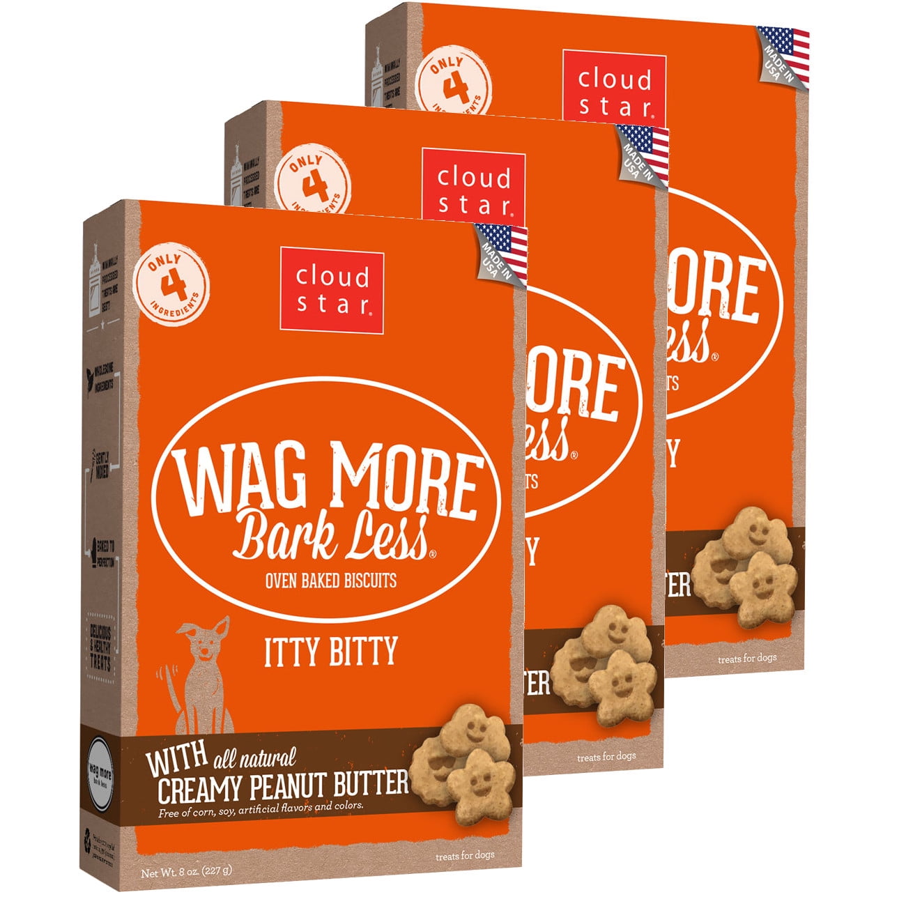 Cloud Star Itty Bitty Buddy Biscuits Peanut Butter 8 oz Dog Treats 3 Pack