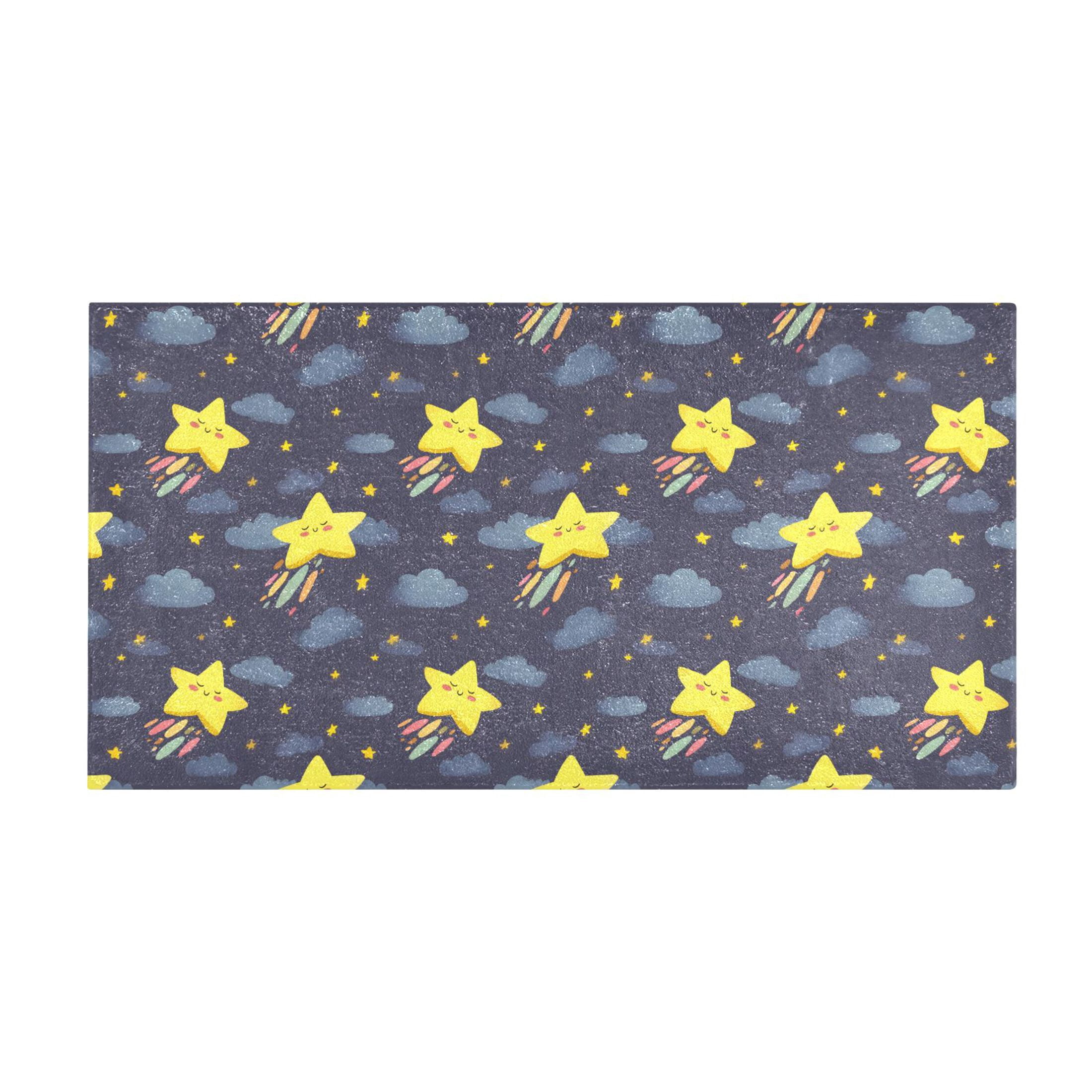 Cloud Star Pattern Bath Mat 39x20 Inch Soft Absorbent Non-Slip Plush ...