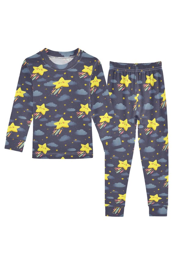 Cloud Star Pattern Cotton Pajamas 2 Piece Set Sleepwear Soft and Comfortable Homewear Nightwear