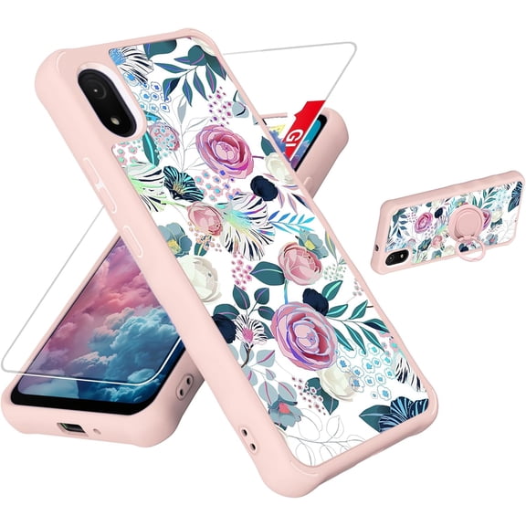 for Cloud Stratus C8 Case Compatible for Cloud Mobile Stratus C8 Phone Case Cover [with Tempered Glass Screen Protector][Hard PC + Soft Silicone][Ring Support] [Colorful Reflect Light] IMDF-HUA3