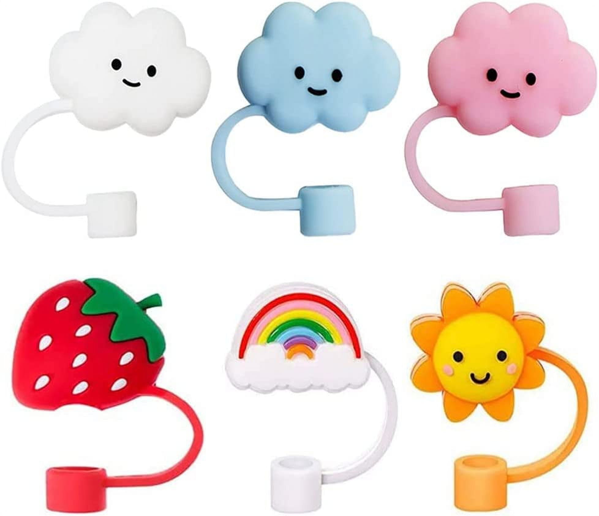 4Pcs Silicone Straw Covers Cap, Straw Tips Cover Straw Covers Cap for  Reusable Straws Cloud Shape Straw Protector. The Clouds, Rainbow,  Strawberry