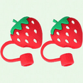 thumbnail image 1 of Cloud Straw Covers, 2PCS Silicone Straw Plugs Reusable Drinking Straw Toppers, Strawberry-2PCS, 1 of 5