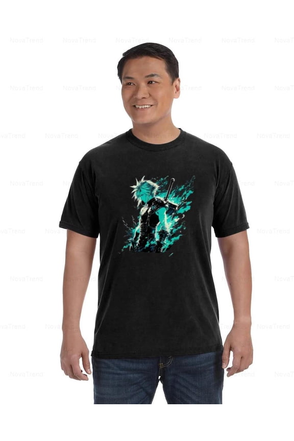 Cloud Strife Comfort Coler T-Shirt with Fantasy Game Hero Art, Unisex, up to size 4XL