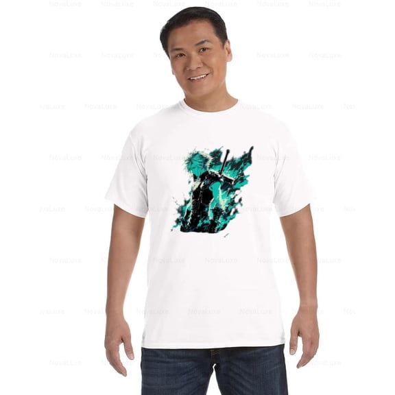 Cloud Strife Comfort Coler T-Shirt with Fantasy Game Hero Art, Unisex, up to size 4XL
