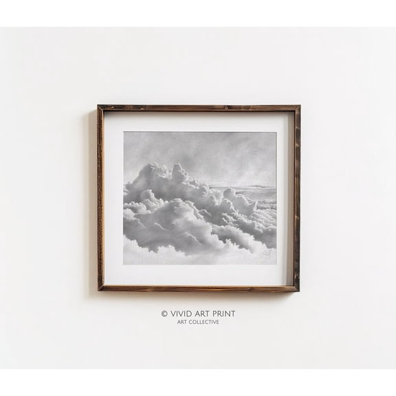 Cloud Study Vintage Pencil Sketch Art Wall Art Decor, Vivid Art Print Cs-372 Wall Art, Modern Wall Decor, 12x18 UNFRAMED