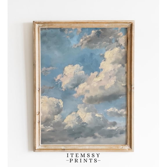 Cloud Study Vintage Wall Art, Antique Landscape Paintings, Classic Art Posters, Vintage,Inspired Home Decor, Elegant Nature Artwork, 8x12 UNFRAMED