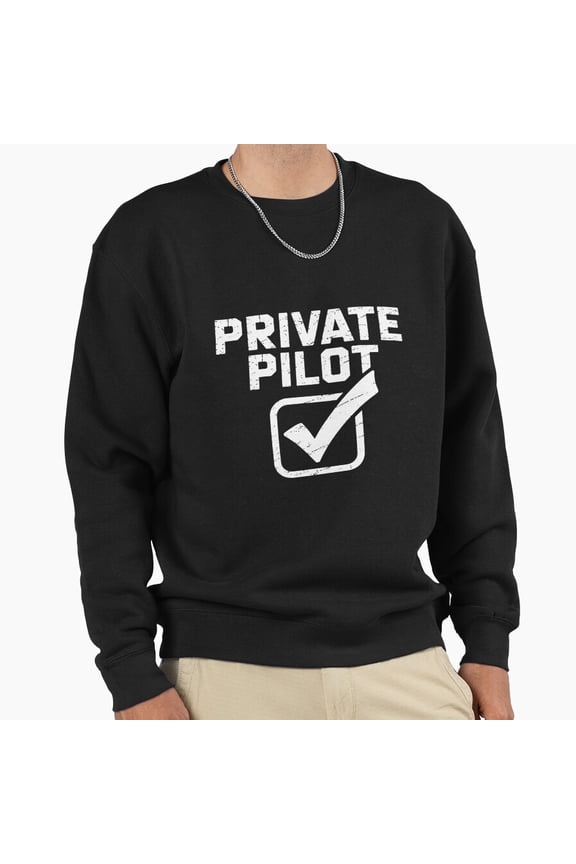 Cloud Surfing Apparel Private Pilot Humorous Retro Graphic Vintage Tee Unisex Sweatshirt G2671, Up to Size 5XL