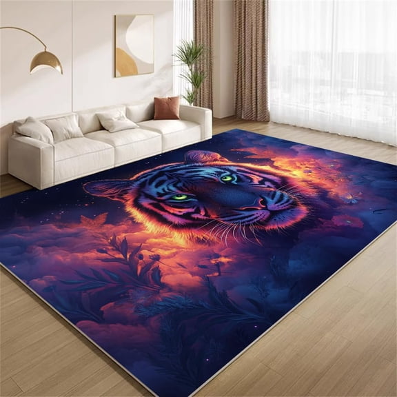 Cloud Tiger Area Rugs, Fantasy Animal Pattern Carpet, Washable Non Slip Low Pile Soft Rug for Living Room Bedroom Decor Mat 2ftx3ft