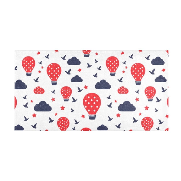 Cloud Tile Hot Air Balloon Pattern Bath Mat 39x20 Inch Soft Absorbent Non-Slip Plush Bathroom Rug for Floor