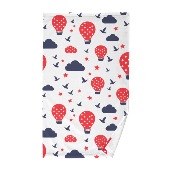 Cloud Tile Hot Air Balloon Pattern Bath Towel 100% Cotton Soft Thick High Absorbency Hand Face Towel Single Pack 16x28in