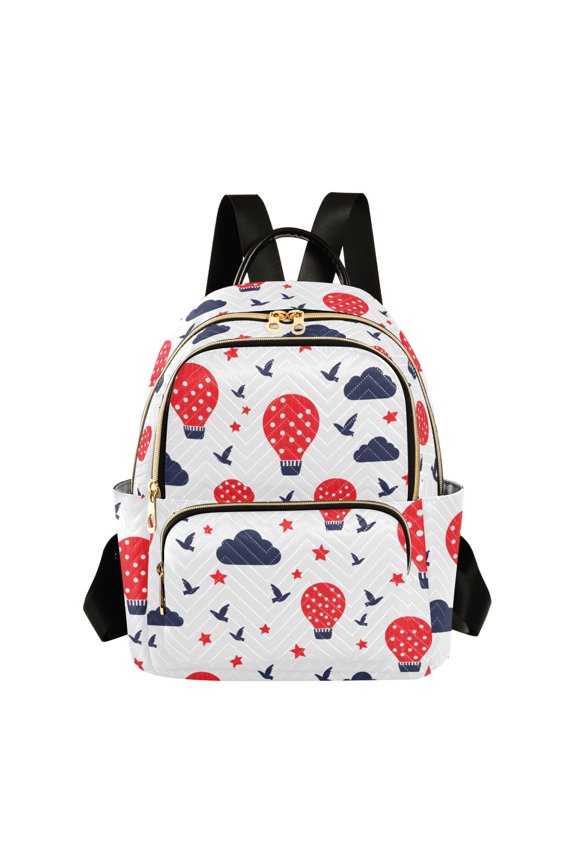 Cloud Tile Hot Air Balloon Pattern Fashion Backpack Quilted Lightweight Women Travel Daypack 14L