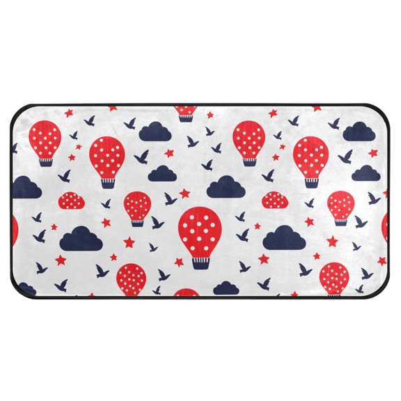Cloud Tile Hot Air Balloon Pattern Kitchen Runner Rug 39x20 in Non Slip Absorbent Cushioned Laundry Bathroom