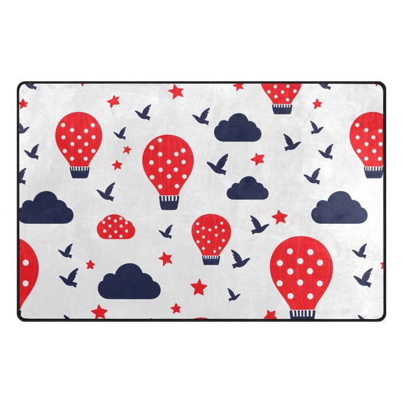Cloud Tile Hot Air Balloon Pattern Memory Foam Area Rug 31"x20" Non Slip, Absorbent, Fade Proof for Living Room, Bedroom, Office