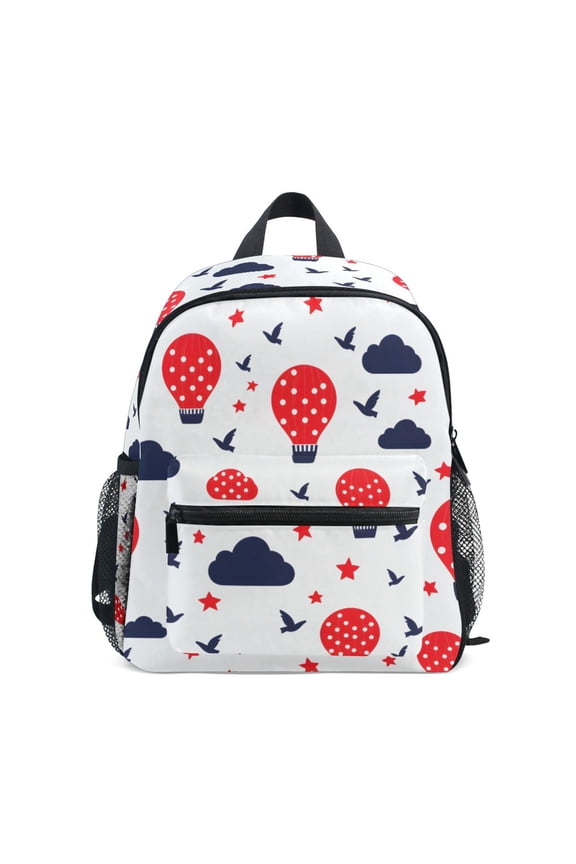 Cloud Tile Hot Air Balloon Pattern Mini Backpack Cute Small Backpack with Chest Strap and Whistle Ages 3-8
