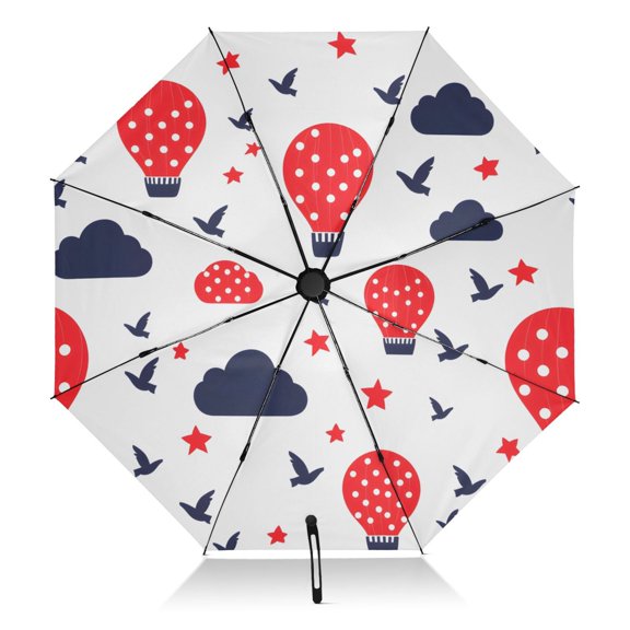 Cloud Tile Hot Air Balloon Pattern Umbrella Folding Sun Umbrella Travel Auto Open Close Large UV50+ 40in