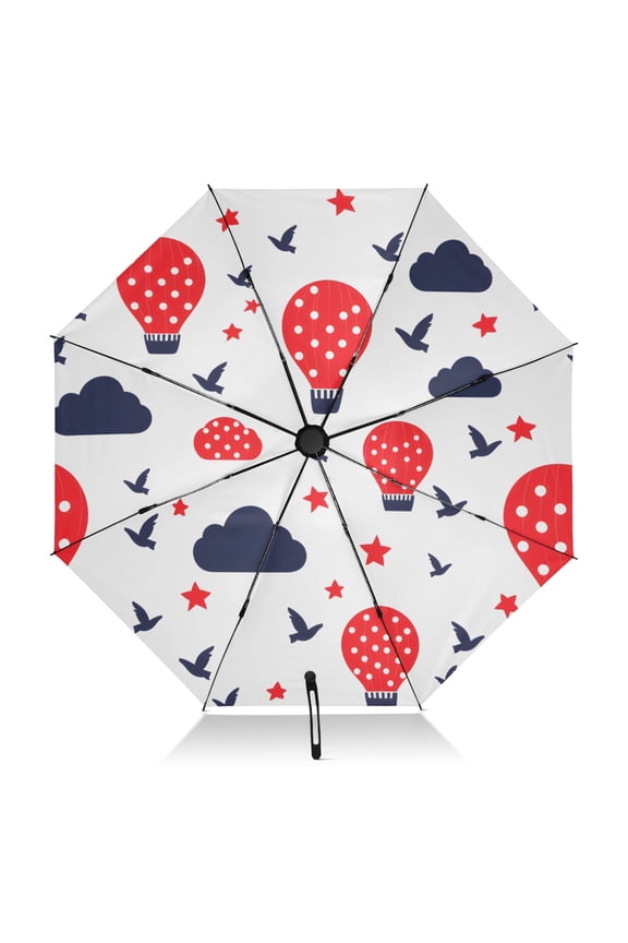 Cloud Tile Hot Air Balloon Pattern Umbrella Folding Sun Umbrella Travel Auto Open Close Large UV50+ 40in