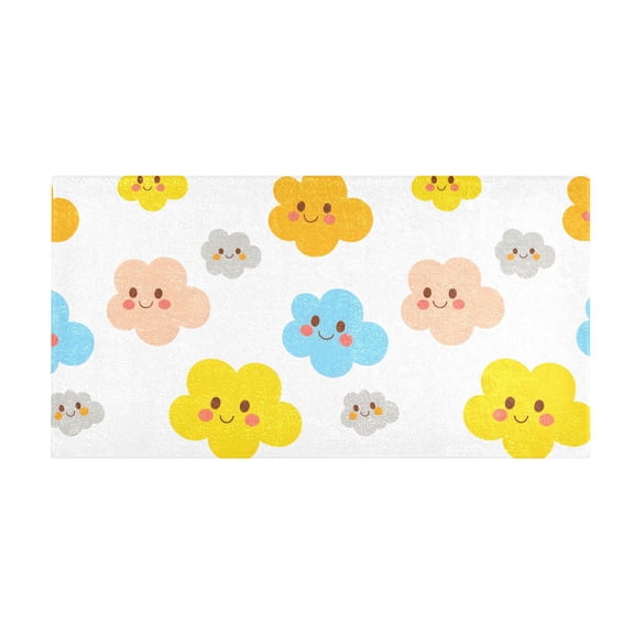 Cloud Tile White Pattern Bath Mat 39x20 Inch Soft Absorbent Non-Slip Plush Bathroom Rug for Floor