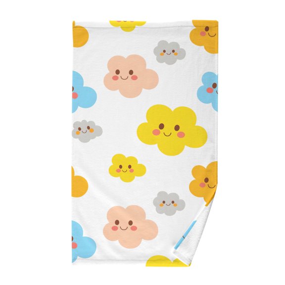 Cloud Tile White Pattern Bath Towel 100% Cotton Soft Thick High Absorbency Hand Face Towel Single Pack 16x28in