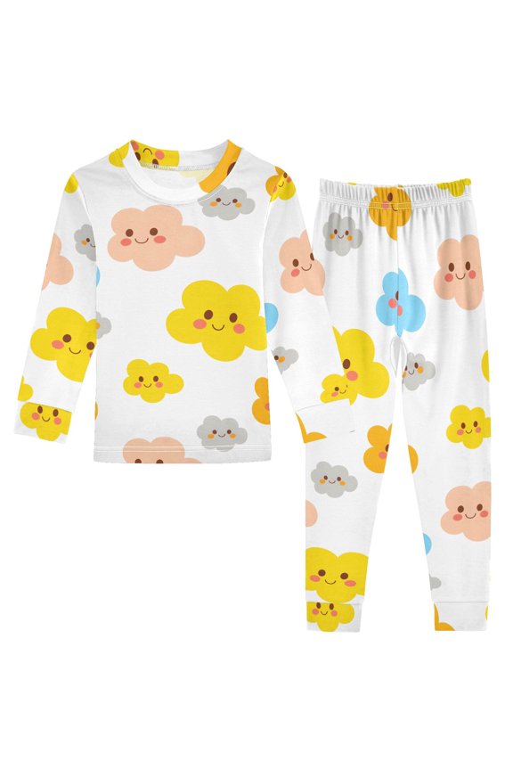 Cloud Tile White Pattern Cotton Pajamas 2 Piece Set Sleepwear Soft and Comfortable Homewear Nightwear