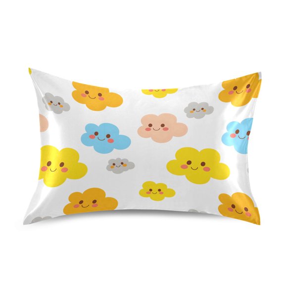 Cloud Tile White Pattern Pillowcase Standard Size 20''x26'' Satin Double-Sided Print Soft Wrinkle Resistant