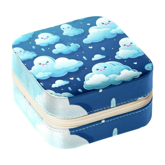 Cloud Travel Portable Decorative Box - Square Jewelry Storage and Organizer Box for Rings, Earrings, Necklaces, and Bracelets - Suitable for Girls and Women - Necklace Organizer Box