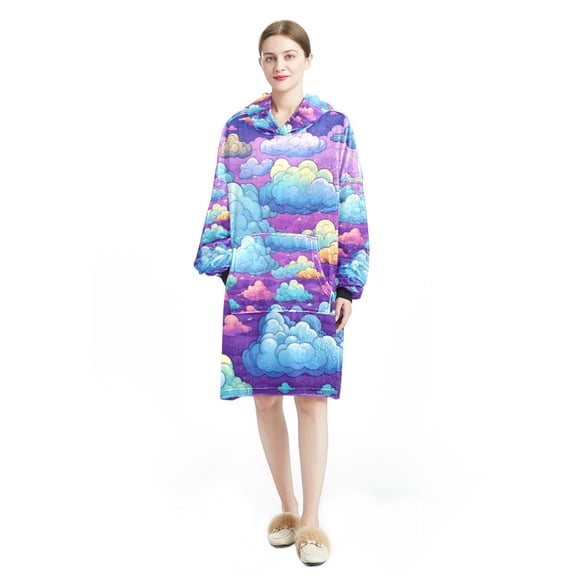 Cloud Ultra-soft Microfiber Polyester Wearable Blanket for Cozy Relaxation- Ideal for Home or Travel - Gray Color - Machine Washable- Gift Idea for Loved Ones