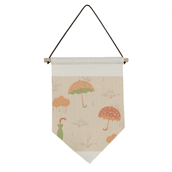Cloud Umbrella Rain Drip Weather Canvas Flag Hanging Wall Art Decor Banner