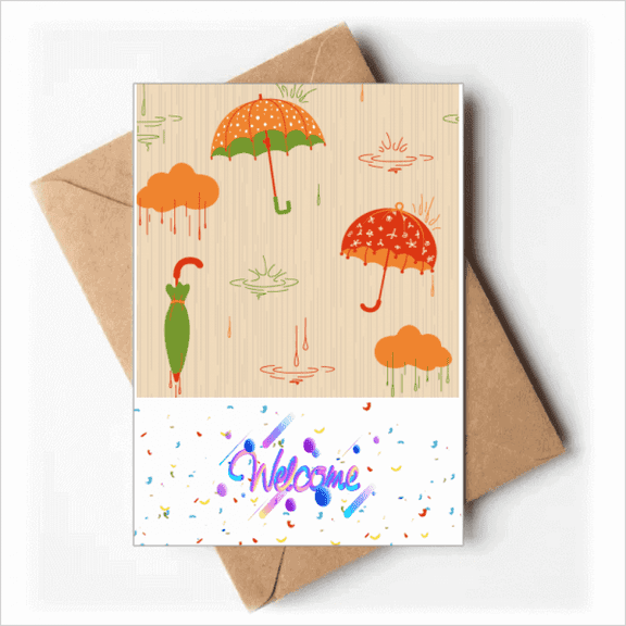 Cloud Umbrella Rain Drip Weather Welcome Back Greeting Cards Envelopes Blank