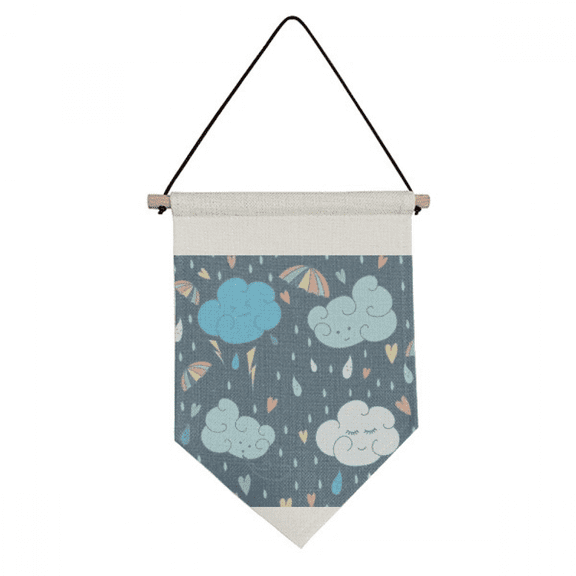 Cloud Umbrella Rain Heart Canvas Flag Hanging Wall Art Decor Banner