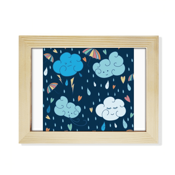 Cloud Umbrella Rain Heart Desktop Photo Frame Picture Art Decoration Painting 6x8 inch