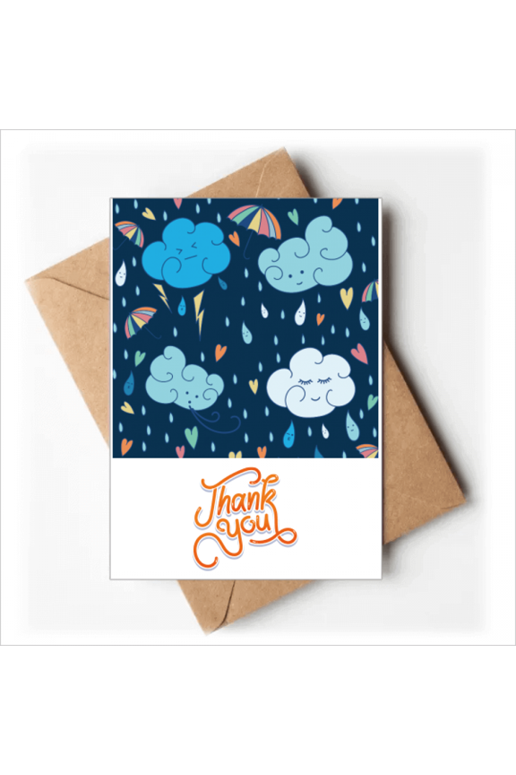 Cloud Umbrella Rain Heart Thank You Cards Envelopes Blank Note