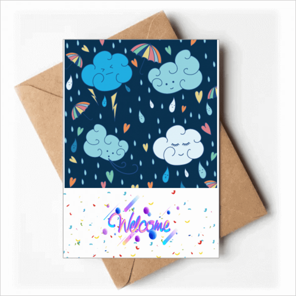 Cloud Umbrella Rain Heart Welcome Back Greeting Cards Envelopes Blank