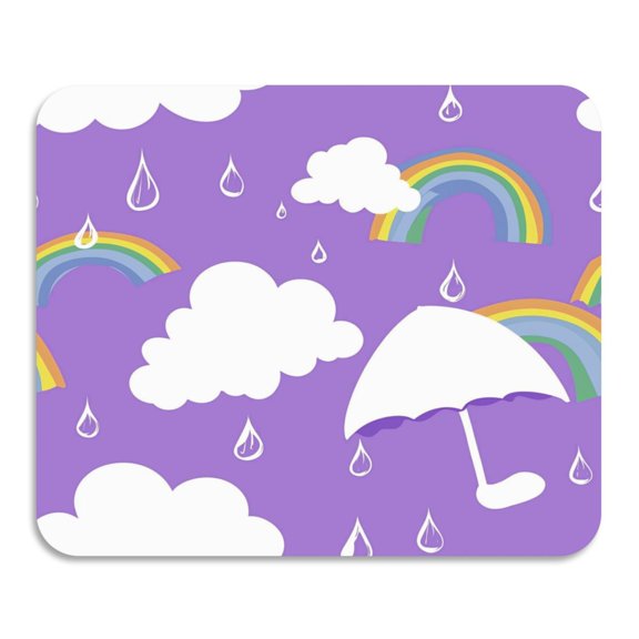 Cloud Umbrella and Rainbow Diatomaceous Earth Water Absorbent Mat, Anti-Slip Rubber Backing, 23.6" x 19.7"