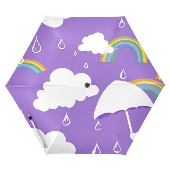 Cloud Umbrella and Rainbow Folding Umbrella UV50+ Waterproof Sun Protection Auto Open Close Compact Fiberglass Frame