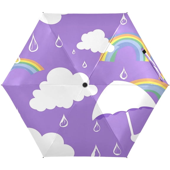 Cloud Umbrella and Rainbow Umbrellas for Sun Auto Open Close UV50+ Waterproof 5-Fold Compact Fiberglass Frame