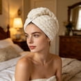 thumbnail image 1 of Cloud Velvet Hair Drying Cap Super Absorbent Quick Dry Soft Lightweight Microfiber Hair Turban Wrap for Home Bath Travel, 1 of 5