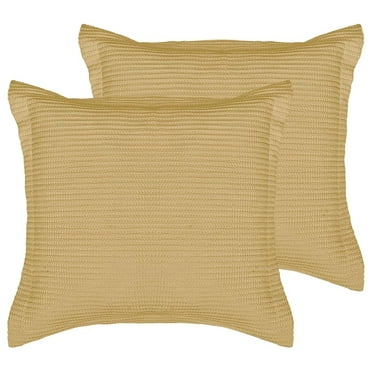- Cloud Waffle Euro Sham Set of 2 - Waffle Weave - Ochre - Two Euro Shams (26x26in.), No insert- Cotton