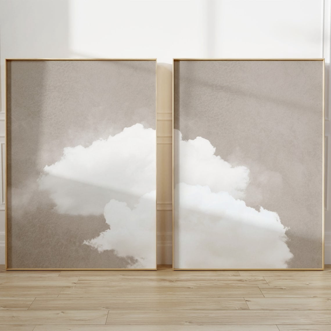 Cloud Wall Art Aesthetic Cloud Above Bed Beige Sky Poster Set 2 ...