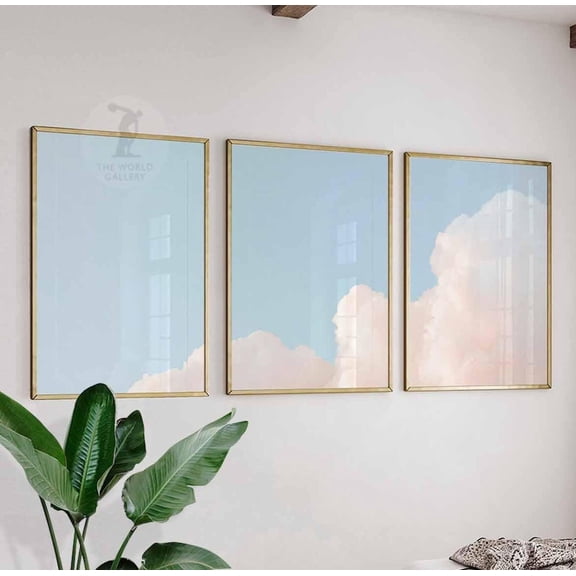 Cloud Wall Art Prints Soft Pastel Sky Minimalist Nature Inspired Living Room Version 5 Set 3 Unframed Paper Print 20x30