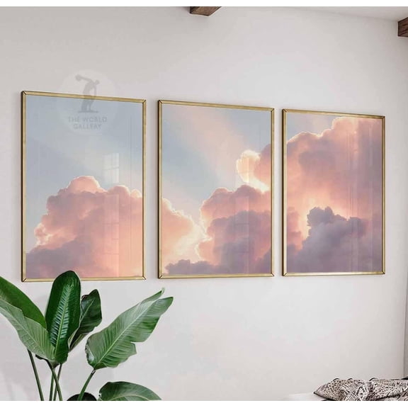 Cloud Wall Art Prints Sunset Sky Modern Nature Inspired Living Room Version 2 Set 3 Unframed Paper Print 8x12