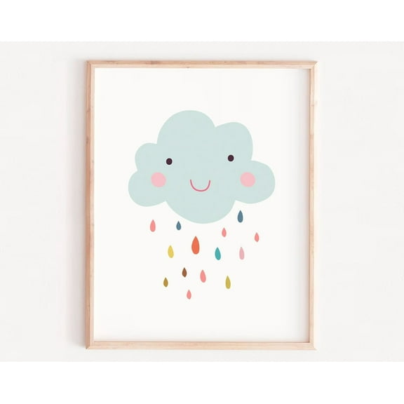 Cloud Wall Art, Smiley Art, Cloud Print, Kids Art, Gallery Wallcloud Artwork, Cloud Nursery Art, Baby Wall Art, Child Wall Art, Modern Wall Decor, 16x24 UNFRAMED