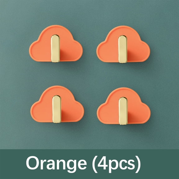 Cloud Wall Hooks Set of 4, No Drill Adhesive Key Hooks for Bathroom Bedroom Kitchen, Cute Decorative Wall Hangers for Towels Robes Bags Accessories Home Organization