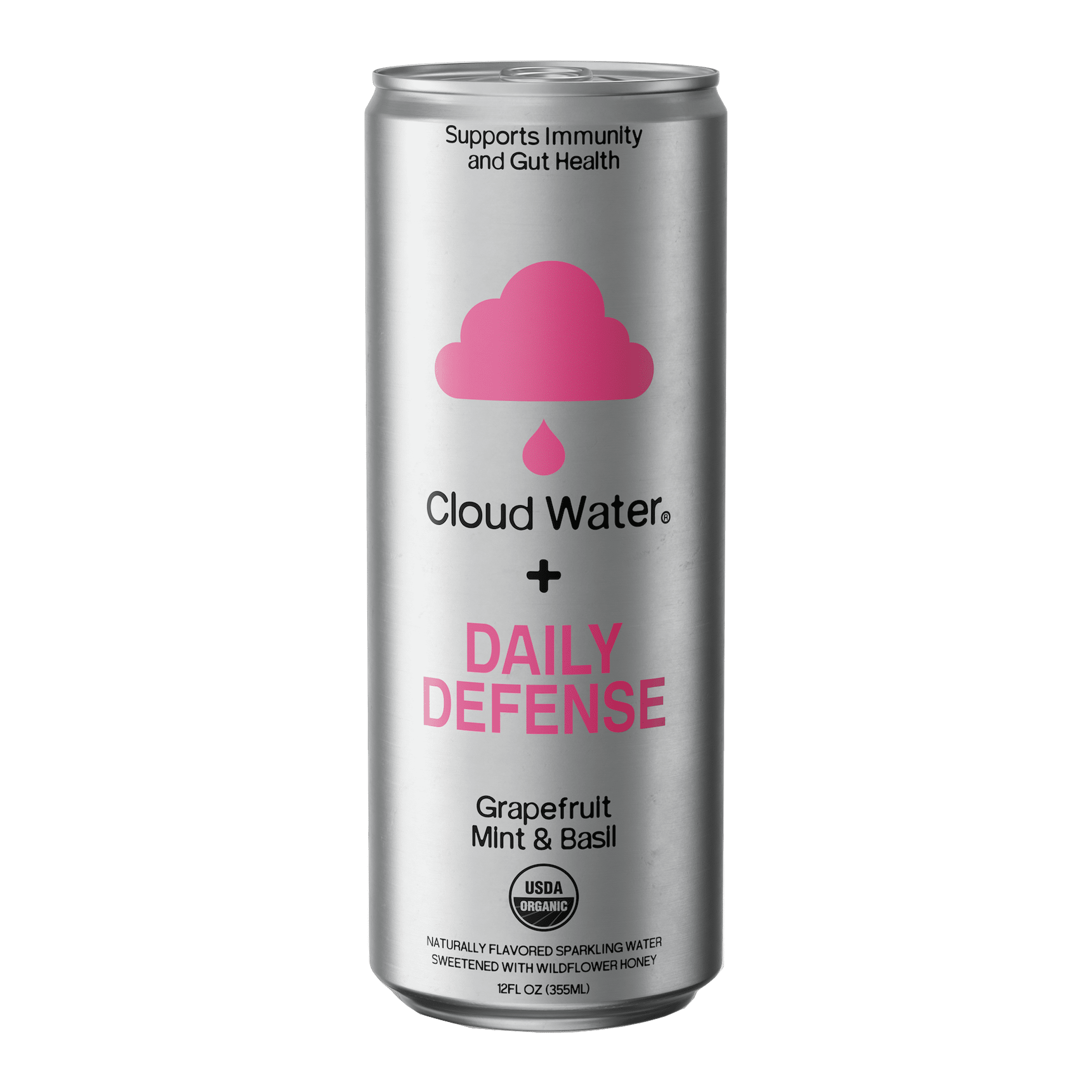 Cloud Water + Daily Defense: Grapefruit, Mint and Basil Sparkling Water, 12 fl oz Can