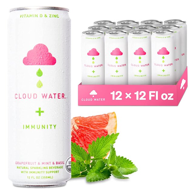 Cloud Water Low Sugar Sparkling Water with Immunity Support, Grapefruit