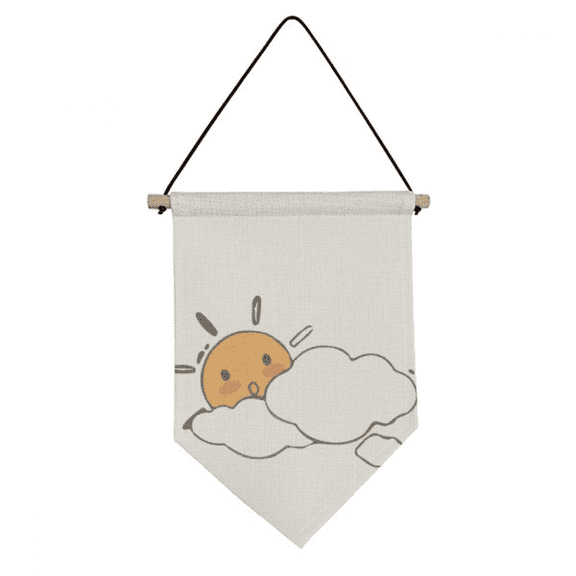Cloud Weather Sun Illustration Pattern Canvas Flag Hanging Wall Art Decor Banner