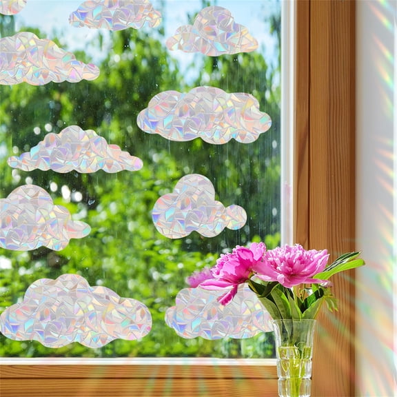 Cloud Window Clings, Cloud Window Decals, Static Cling Window Sticker, Anti Collision Windows Decals for Bird Strikes, Rainbow Stickers