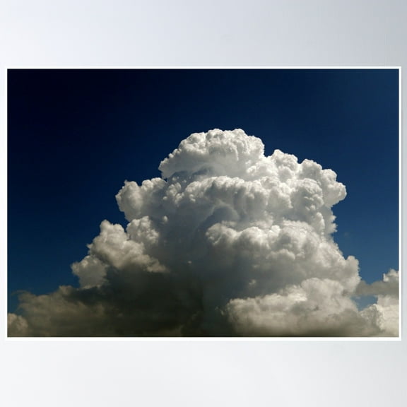 Cloud With Deep Blue Sky Poster Wall Art, Modern Wall Decor, 24x36 UNFRAMED