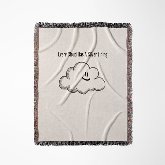 Cloud With Silver Lining And Text Above, Woven Blanket