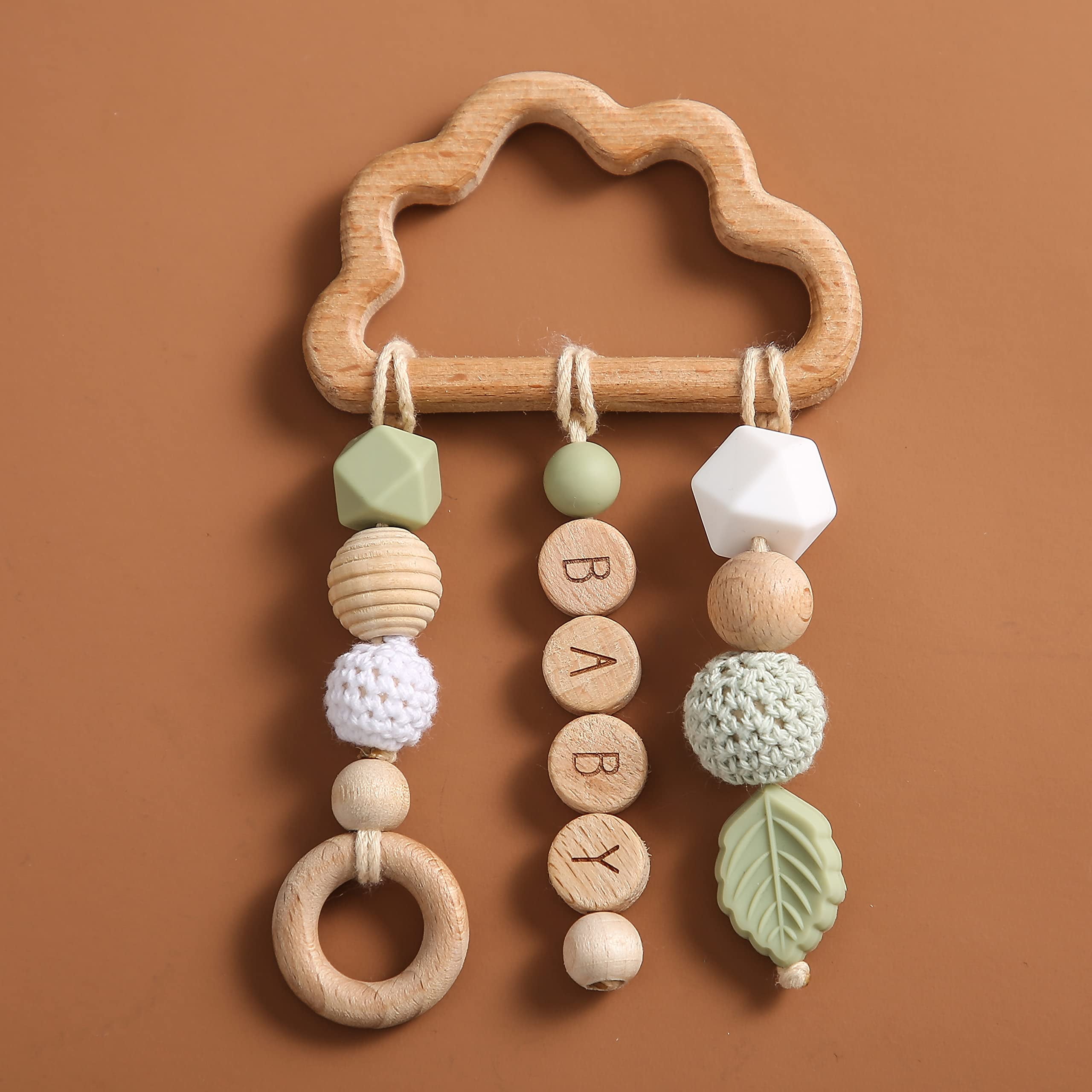 Cloud Wooden Baby Teething Toys with Teething Pendant Baby